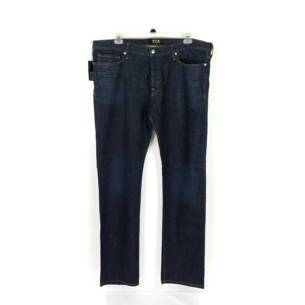 DTLA Dark Blue Wash Straight Leg Button Fly Denim Jeans Mens 41x33.5 NWT